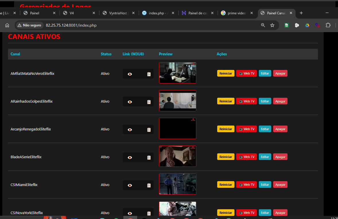 Configuração de Canais